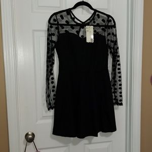 Dian Yi Liam LBD with polka dots sheer long sleeve